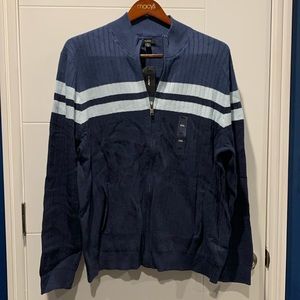 Alfani XXL Full Zip Knit Sweater in Blue
